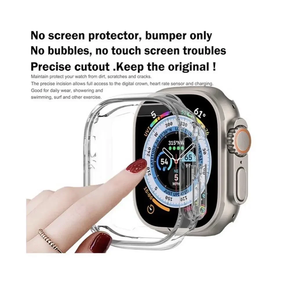 TPU Bumper Case Compatible with Apple Watch Ultra 1/2/3, 49MM Clear